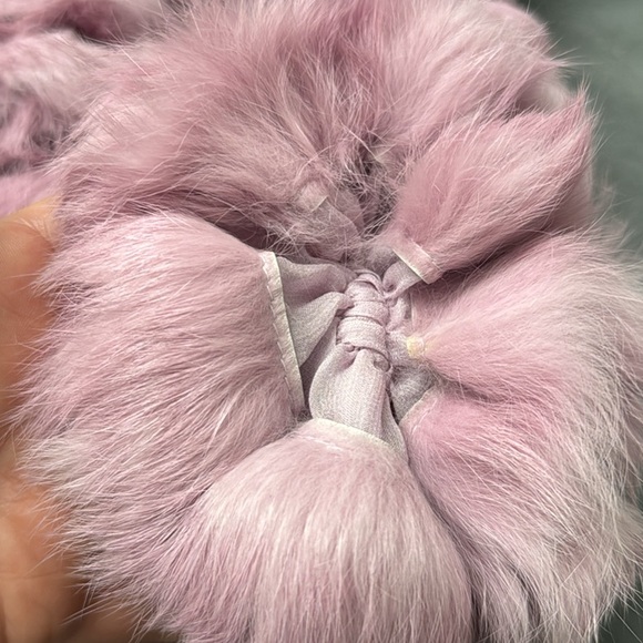 Plush Pink Rabbit Fur Scarf - Picture 2 of 3